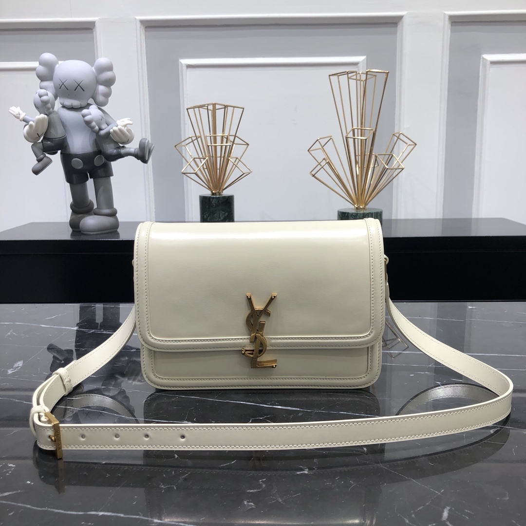 Saint Laurent Solferino Box Medium Calfskin Handbag Shoulder Bag White 634305 